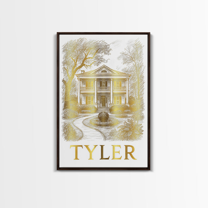 Tyler Travel Poster, Canvas Print, Elegant City Illustration, Tyler Wall Art, Fine Art Print, Travel Poster Art, Gift For Travelers