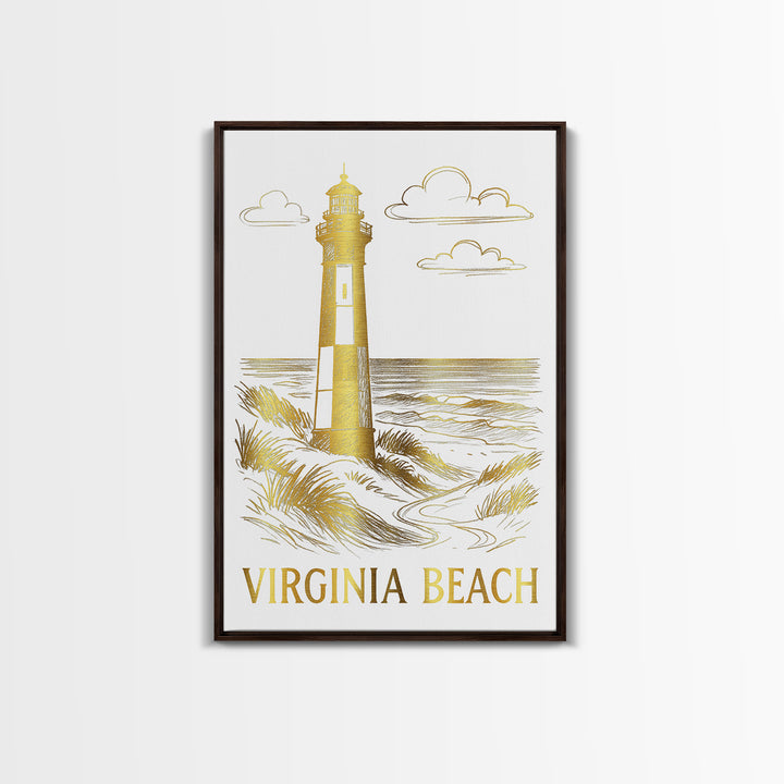 Virginia Beach Travel Poster, Framed Canvas Print, Minimalist Poster Art, Virginia Beach Wall Art, Vintage City Art, City Illustration