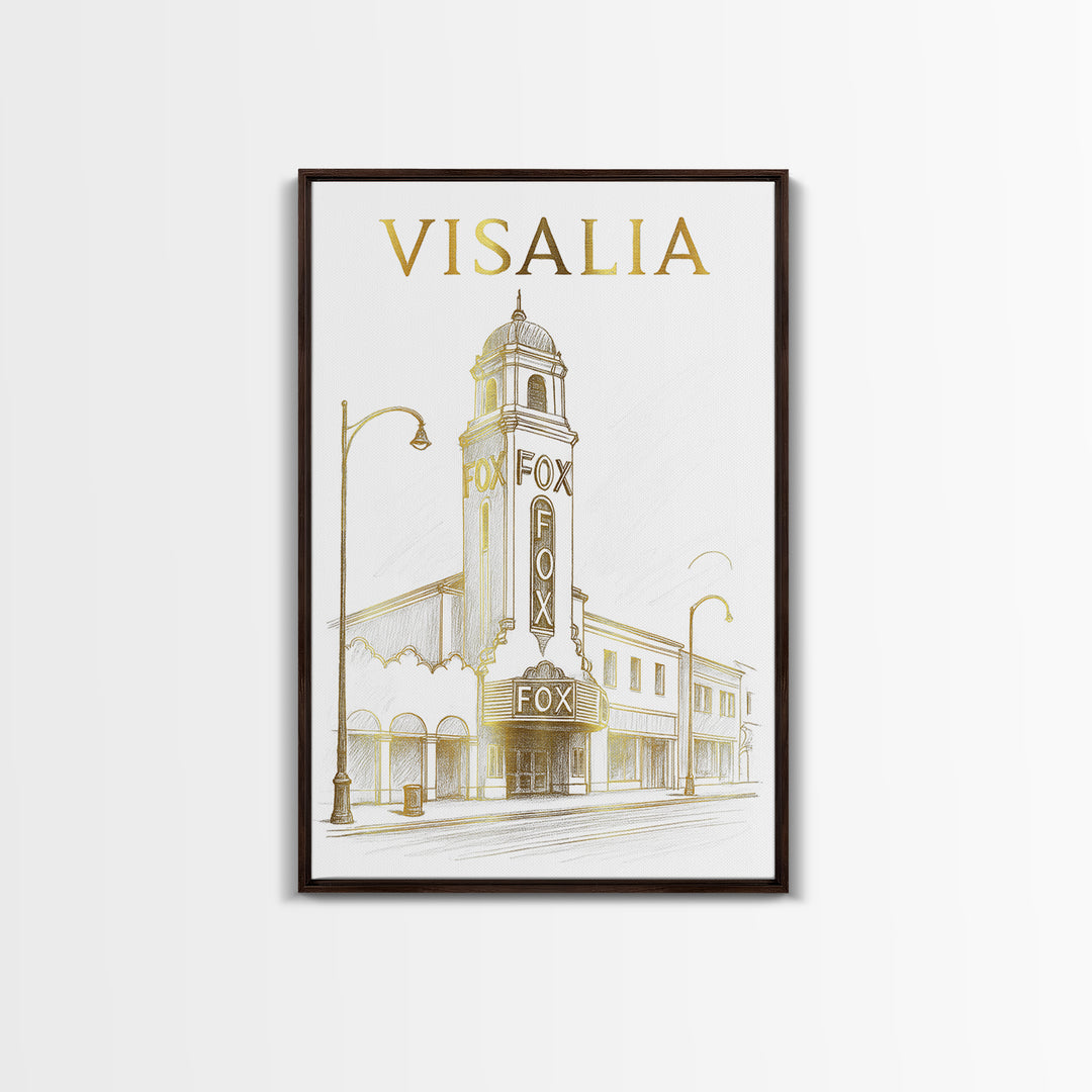 Visalia California Travel Poster, Framed Canvas Print, Elegant City Illustration, Visalia Wall Art, Travel Poster Set, City Travel Prints