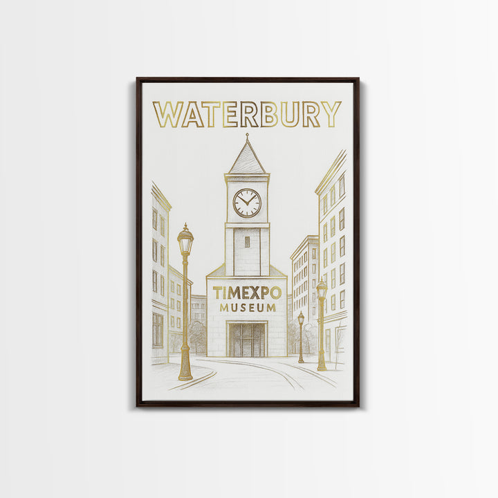 Waterbury Connecticut Travel Poster, Canvas Print, Elegant City Illustration, Waterbury Poster Print, Wanderlust Decor, Travel Wall Decor