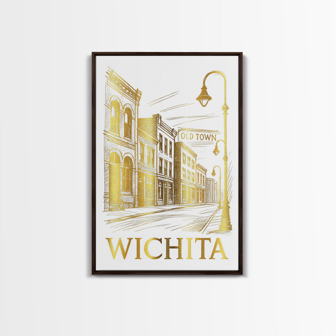 Wichita Travel Poster, Canvas Print, Minimalist Poster Art, Wichita City Art, Vintage City Art, Travel Art Print, Vintage City Poster