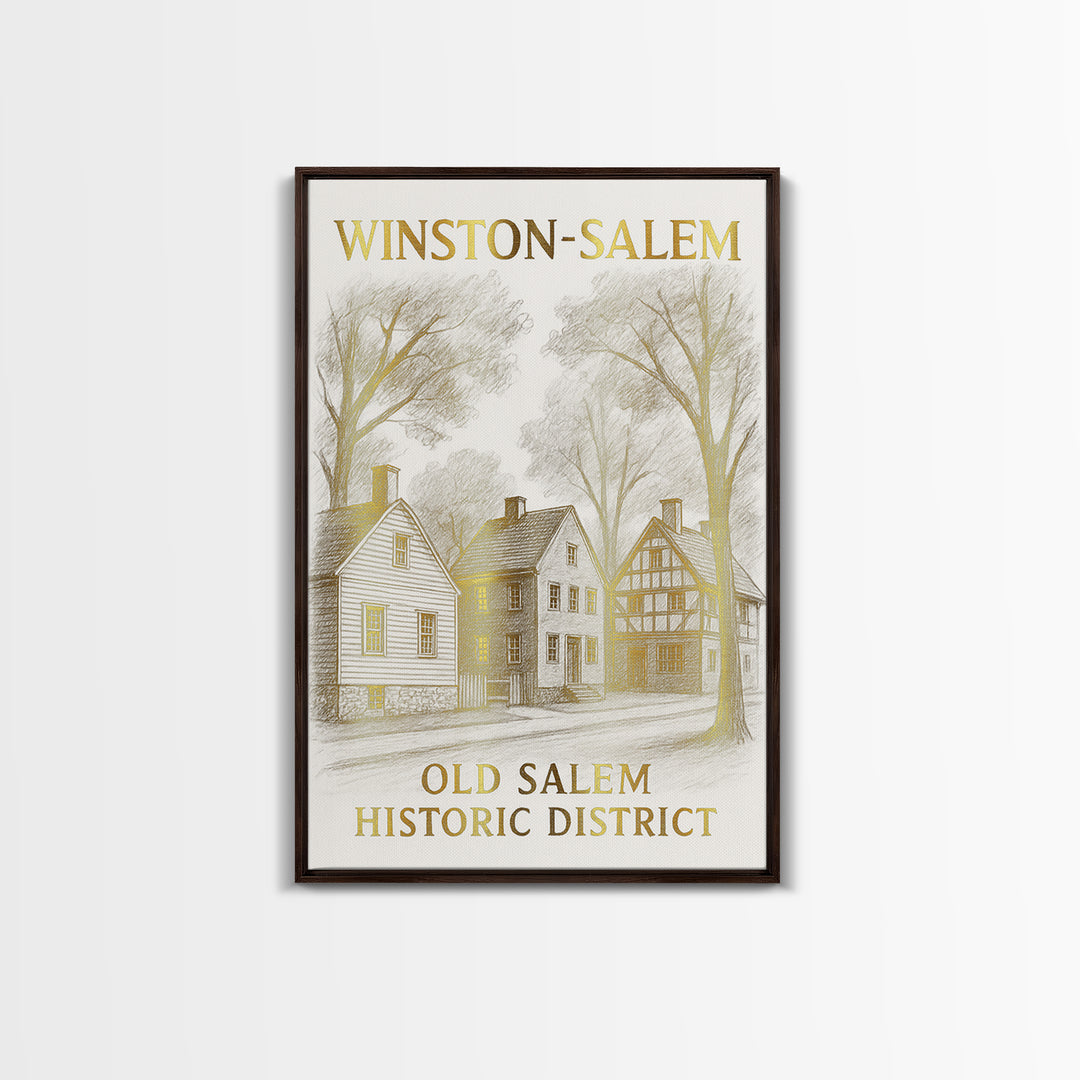 Winston Salem North Carolina Travel Poster, Canvas Print, Elegant Skyline Art, Winston Salem Poster Print, Retro Travel Print, Travel Gift