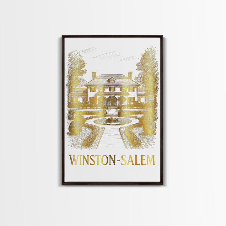 Winston Salem Travel Poster, Canvas Print, Minimalist Poster Art, Winston Salem Art Print, Watercolor Downtown Skyline, Retro Travel Print