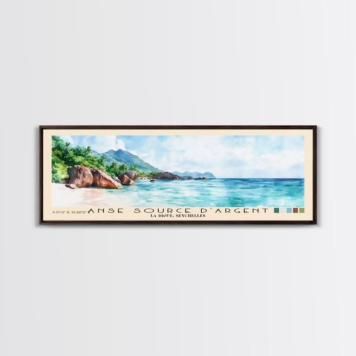 Anse Source d’Argent, La Digue, Seychelles Watercolor Print, Vacation Gift, La Digue, Seychelles Wall Art, Vacation Wall Art, Vacatation Memories, Beach Decor, Beach Or Lakehouse Art