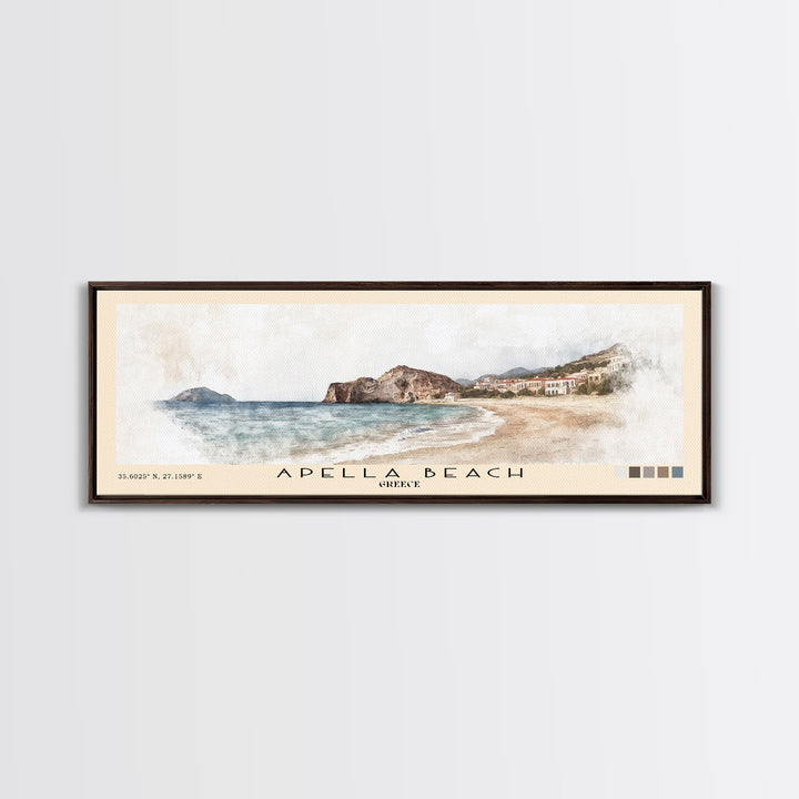 Apella Beach, Greece Watercolor Print, Vacation Gift, Greece Wall Art, Beach Painting, Beach Decor, Beach Or Lakehouse Art