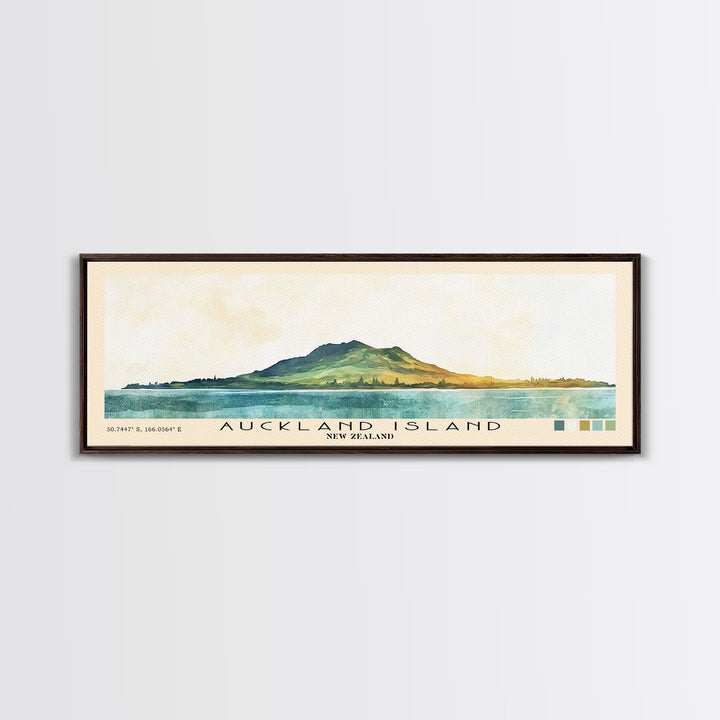 Auckland Island, New Zealand Watercolor Print, Vacation Gift, New Zealand Wall Art, Beach Painting, Beach Decor, Large Wall Art, Wood Frame Art