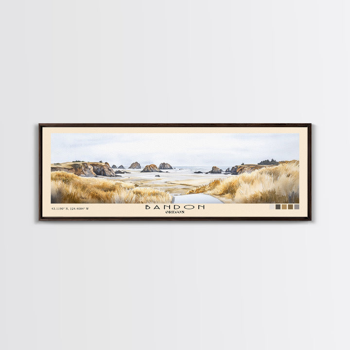Bandon, Oregon Watercolor Beach Print, Vacation Gift, Oregon Wall Art, Beach Painting, Beach Decor, Beach Painting