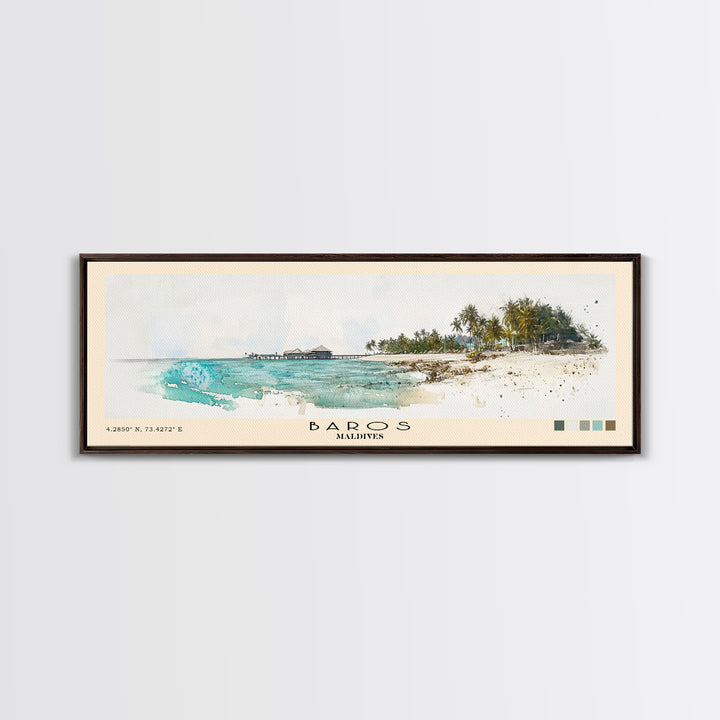 Baros, Maldives Watercolor Print, Vacation Gift, Maldives Wall Art, Vacation Wall Art, Vacatation Memories, Beach Decor, Beach Or Lakehouse Art