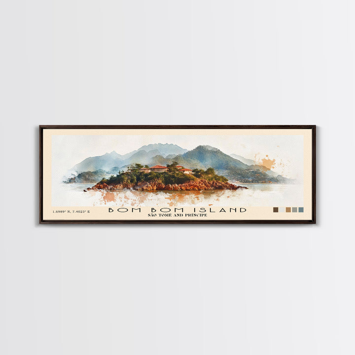 Bom Bom Island, São Tomé and Príncipe Watercolor Print, Vacation Gift, São Tomé and Príncipe Wall Art, Vacation Wall Art, Vacatation Memories, Beach Decor, Beach Or Lakehouse Art
