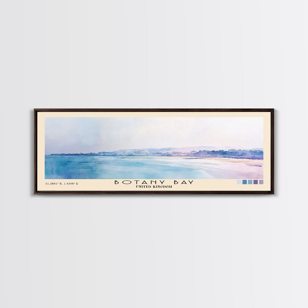 Botany Bay, United Kingdom Watercolor Print, Vacation Gift, United Kingdom Wall Art, Beach Painting, Beach Decor, Large Wall Art, Wood Frame Art