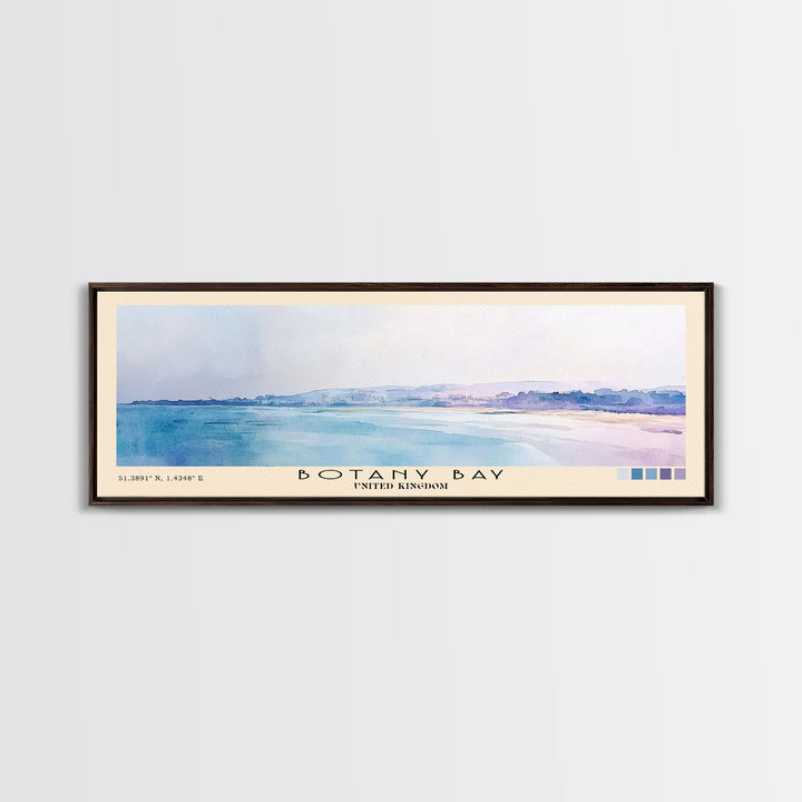 Botany Bay, United Kingdom Watercolor Print, Vacation Gift, United Kingdom Wall Art, Beach Painting, Beach Decor, Large Wall Art, Wood Frame Art