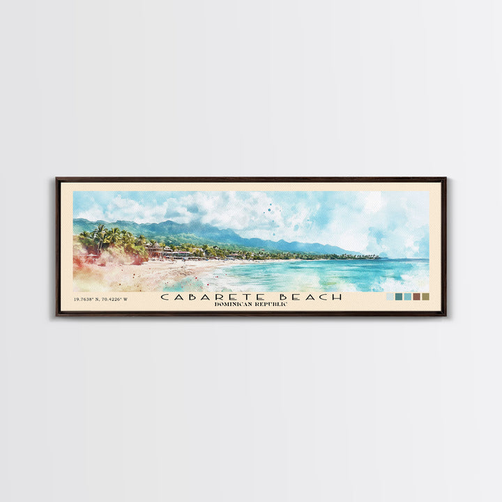 Cabarete Beach, Dominican Republic Watercolor Print, Vacation Gift, Dominican Republic Wall Art, Beach Painting, Beach Decor, Large Wall Art, Wood Frame Art