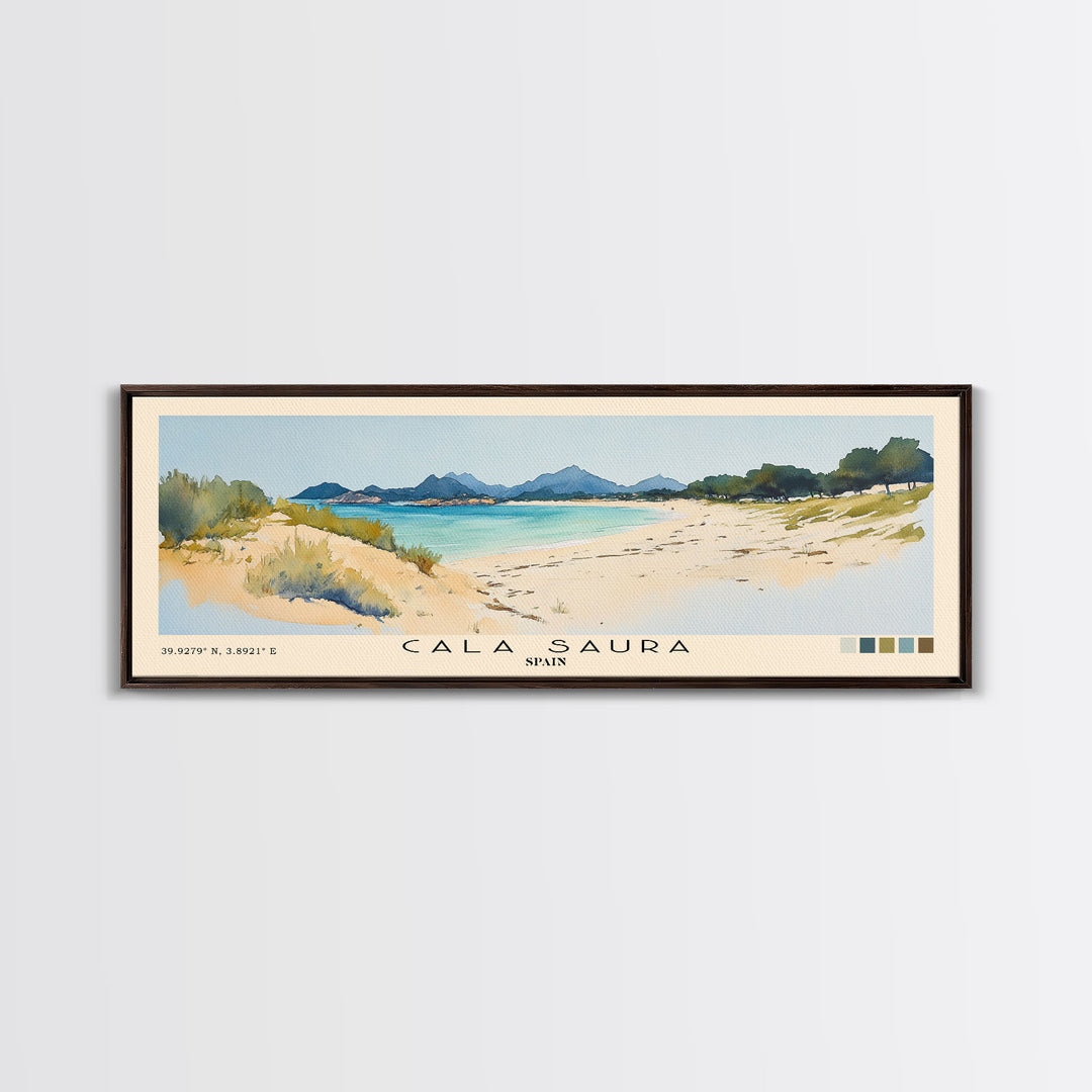 Cala Saura, Spain Watercolor Print, Vacation Gift, Spain Wall Art, Vacation Wall Art, Vacatation Memories, Beach Decor, Beach Or Lakehouse Art