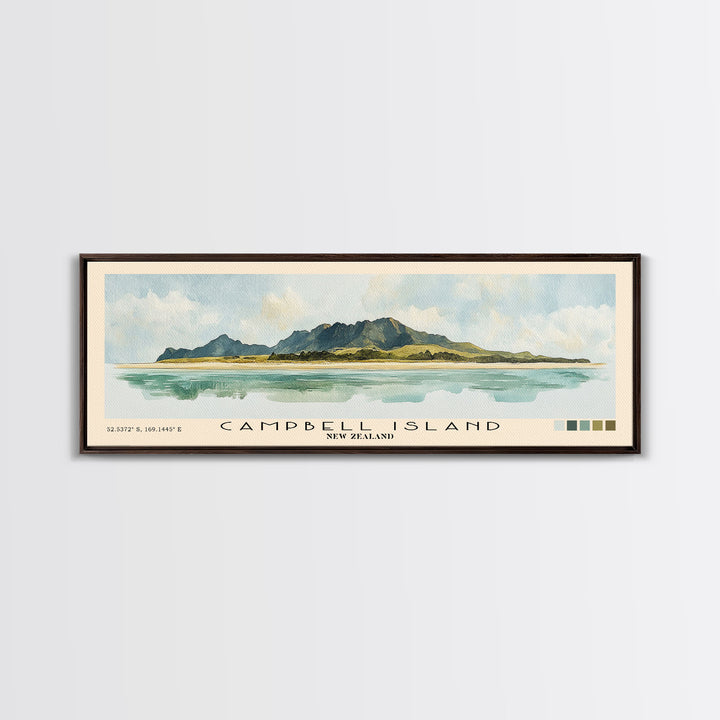 Campbell Island, New Zealand Watercolor Print, Vacation Gift, New Zealand Wall Art, Vacation Wall Art, Vacatation Memories, Beach Decor, Beach Or Lakehouse Art
