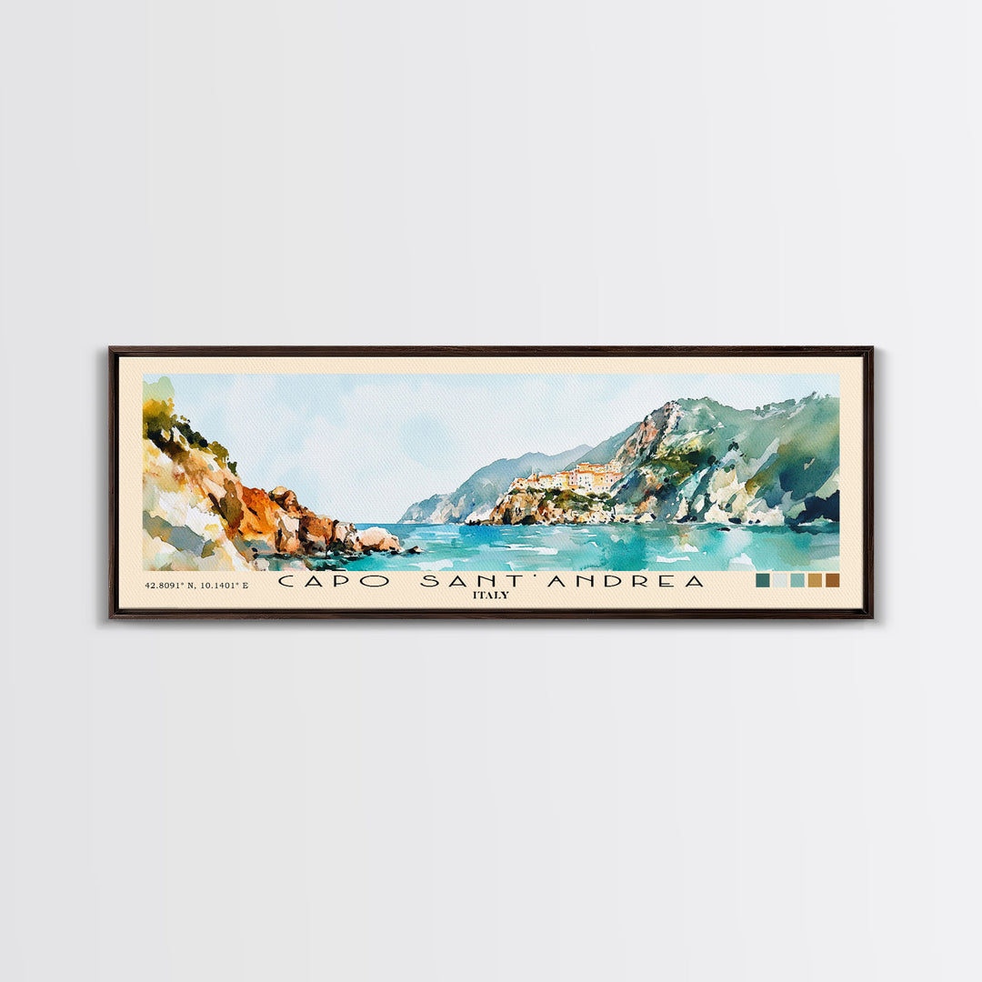 Capo Sant’Andrea, Italy Watercolor Print, Vacation Gift, Italy Wall Art, Beach Painting, Beach Decor, Beach Or Lakehouse Art