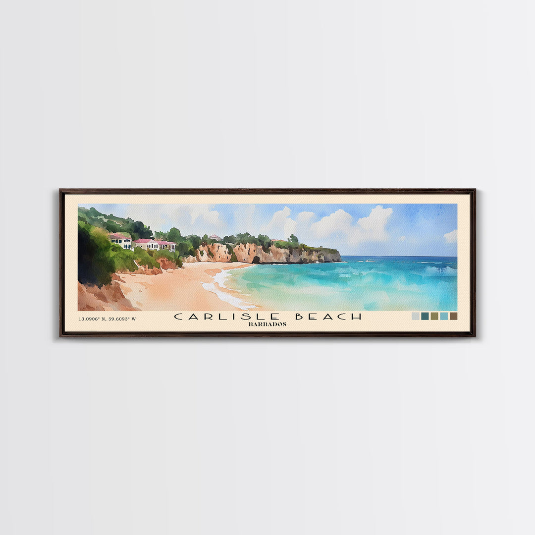 Carlisle Beach, Barbados Watercolor Print, Vacation Gift, Barbados Wall Art, Beach Painting, Beach Decor, Beach Or Lakehouse Art