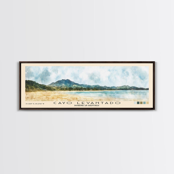 Cayo Levantado, Dominican Republic Watercolor Print, Vacation Gift, Dominican Republic Wall Art, Beach Painting, Beach Decor, Large Wall Art, Wood Frame Art
