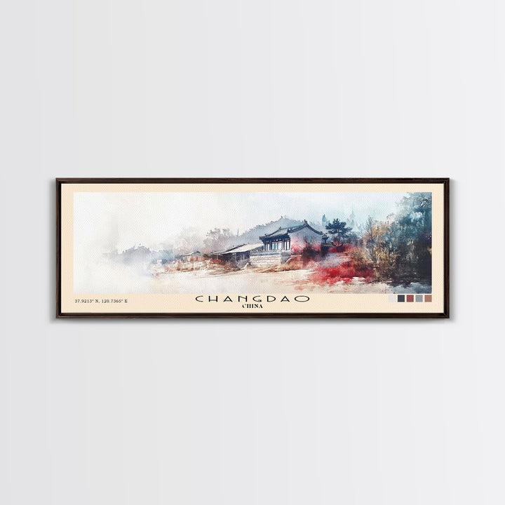 Changdao, China Watercolor Beach Print, Vacation Gift, China Wall Art, Beach Painting, Beach Decor, Beach Painting
