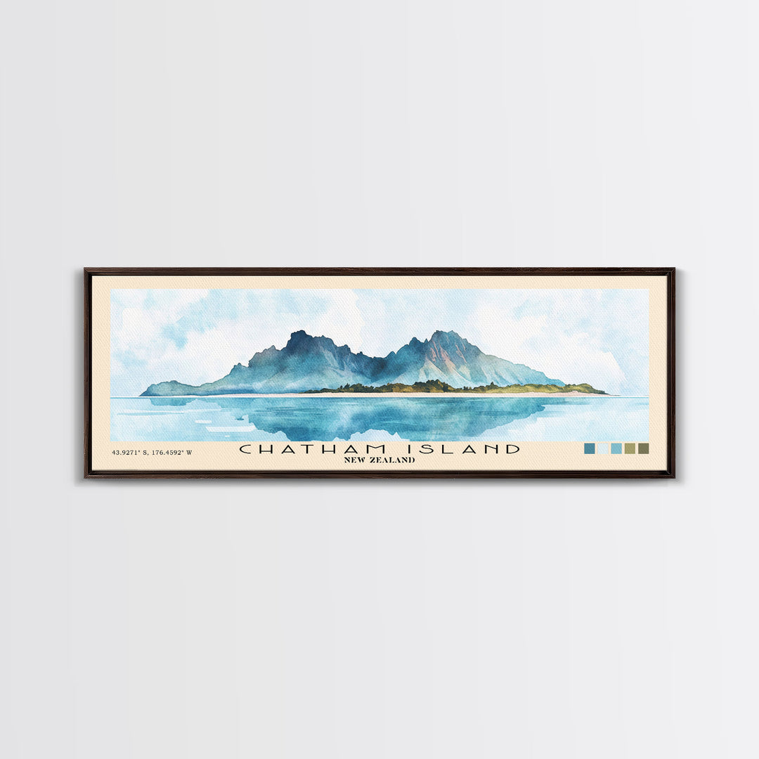 Chatham Island, New Zealand Watercolor Print, Vacation Gift, New Zealand Wall Art, Beach Painting, Beach Decor, Large Wall Art, Wood Frame Art