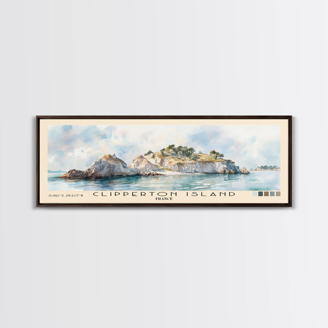 Clipperton Island, France Watercolor Print, Vacation Gift, France Wall Art, Vacation Wall Art, Vacatation Memories, Beach Decor, Beach Or Lakehouse Art