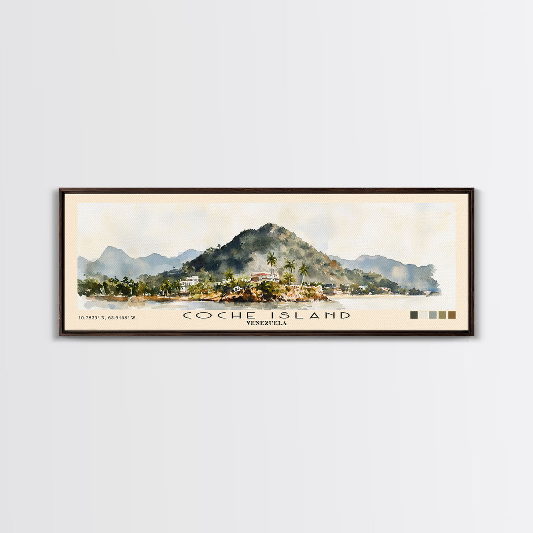 Cockburn Town Beach, Turks and Caicos Watercolor Beach Print, Vacation Gift, Turks and Caicos Wall Art, Framed Canvas Print, Framed Beach Painting