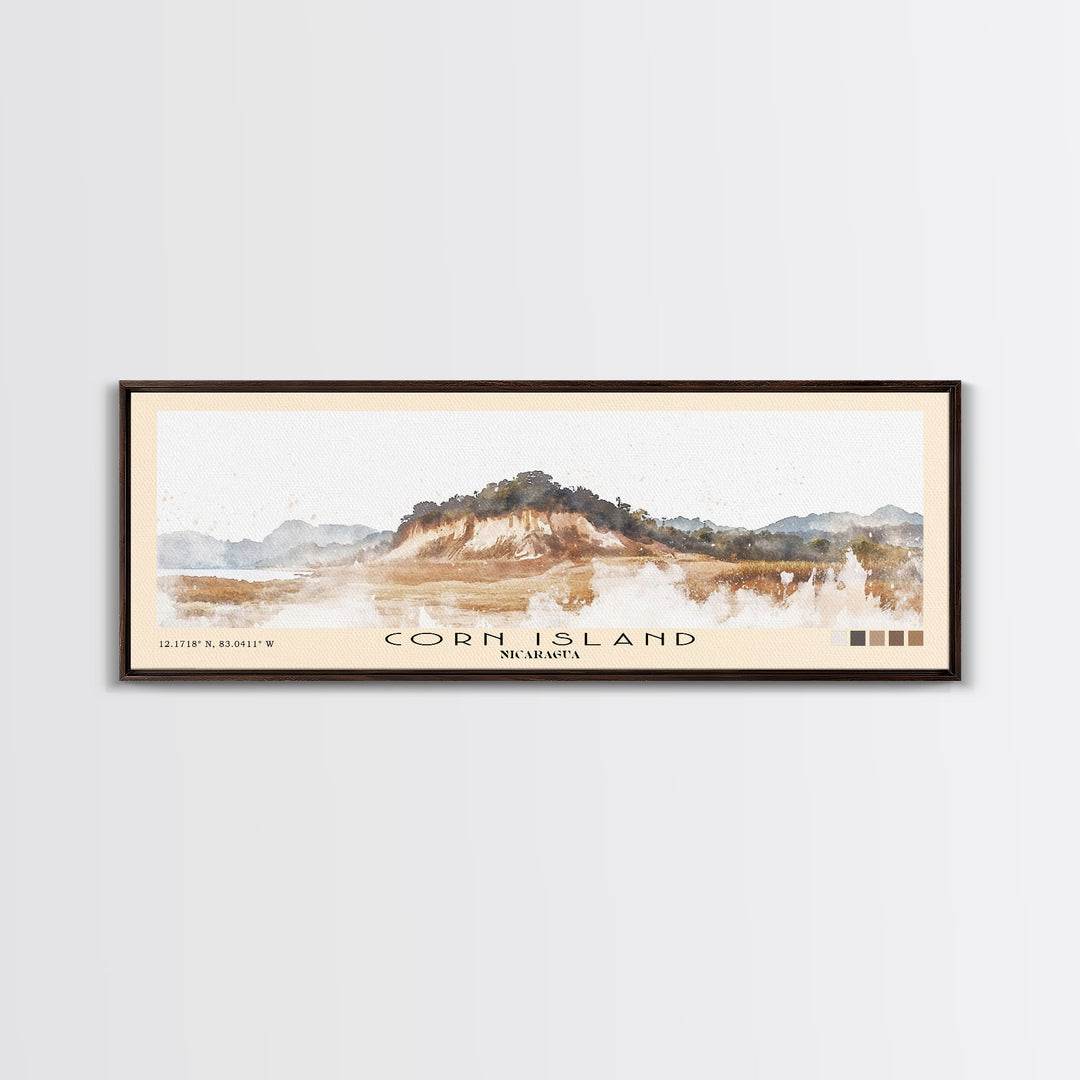 Corn Island, NICARAGUA Watercolor Print, Vacation Gift, NICARAGUA Wall Art, Beach Painting, Beach Decor, Large Wall Art, Wood Frame Art