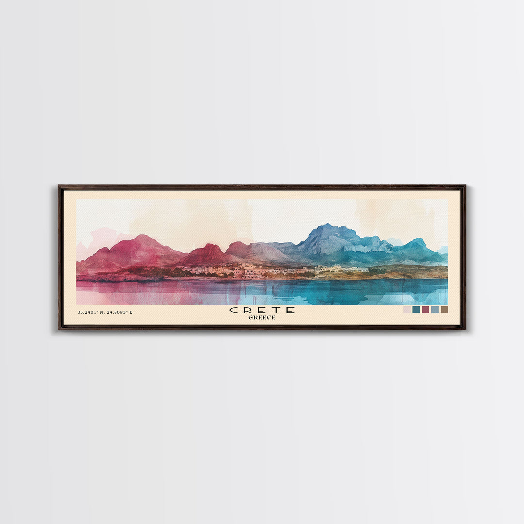 Crete, Greece Watercolor Beach Print, Vacation Gift, Greece Wall Art, Beach Painting, Beach Decor, Beach Painting