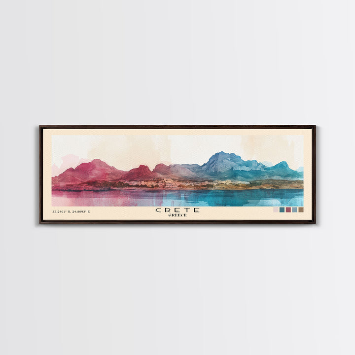 Crete, Greece Watercolor Beach Print, Vacation Gift, Greece Wall Art, Beach Painting, Beach Decor, Beach Painting