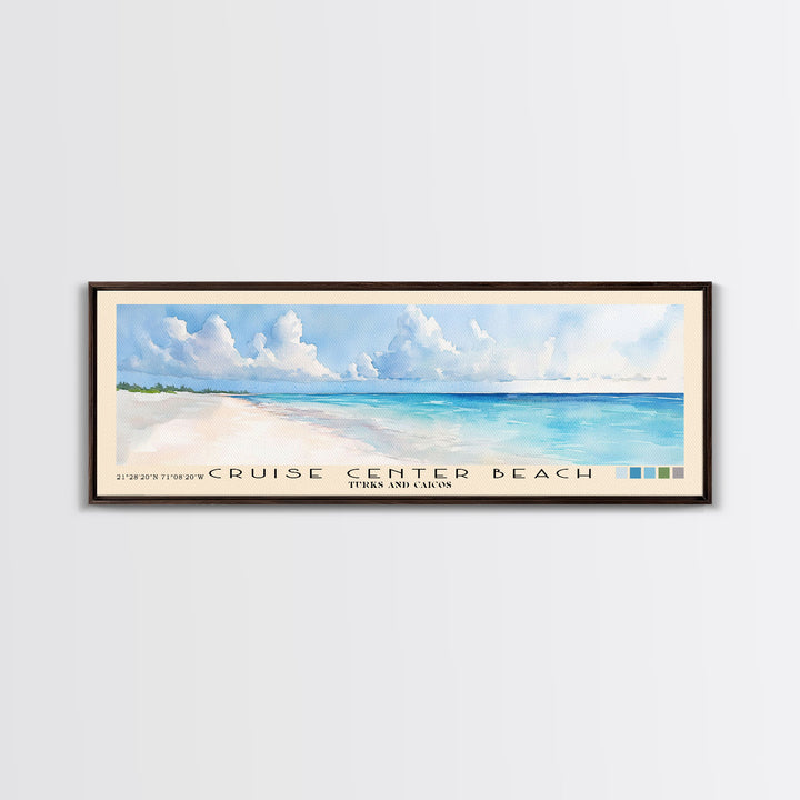Cruise Center Beach, Turks and Caicos Watercolor Print, Vacation Gift, Turks and Caicos Wall Art, Beach Painting, Beach Decor, Large Wall Art, Wood Frame Art