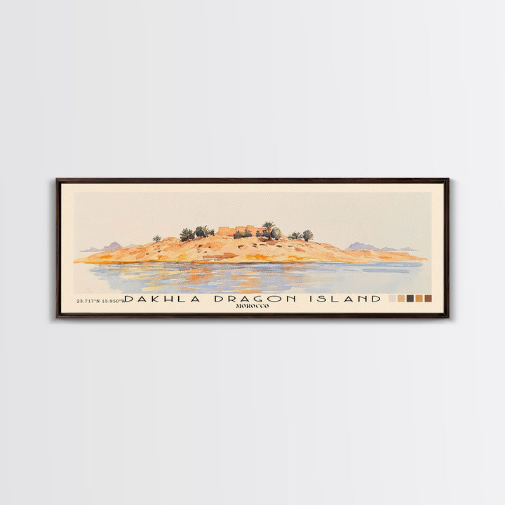 Dakhla dragon island, Morocco Watercolor Beach Print, Vacation Gift, Morocco Wall Art, Beach Painting, Beach Decor, Beach Painting