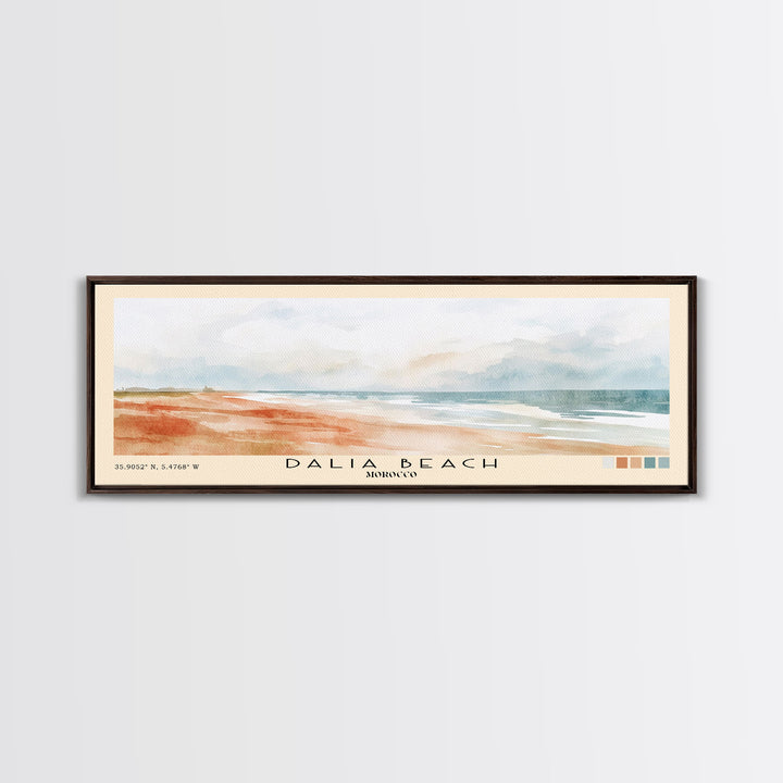 Dalia Beach, Morocco Watercolor Print, Vacation Gift, Morocco Wall Art, Beach Painting, Beach Decor, Large Wall Art, Wood Frame Art