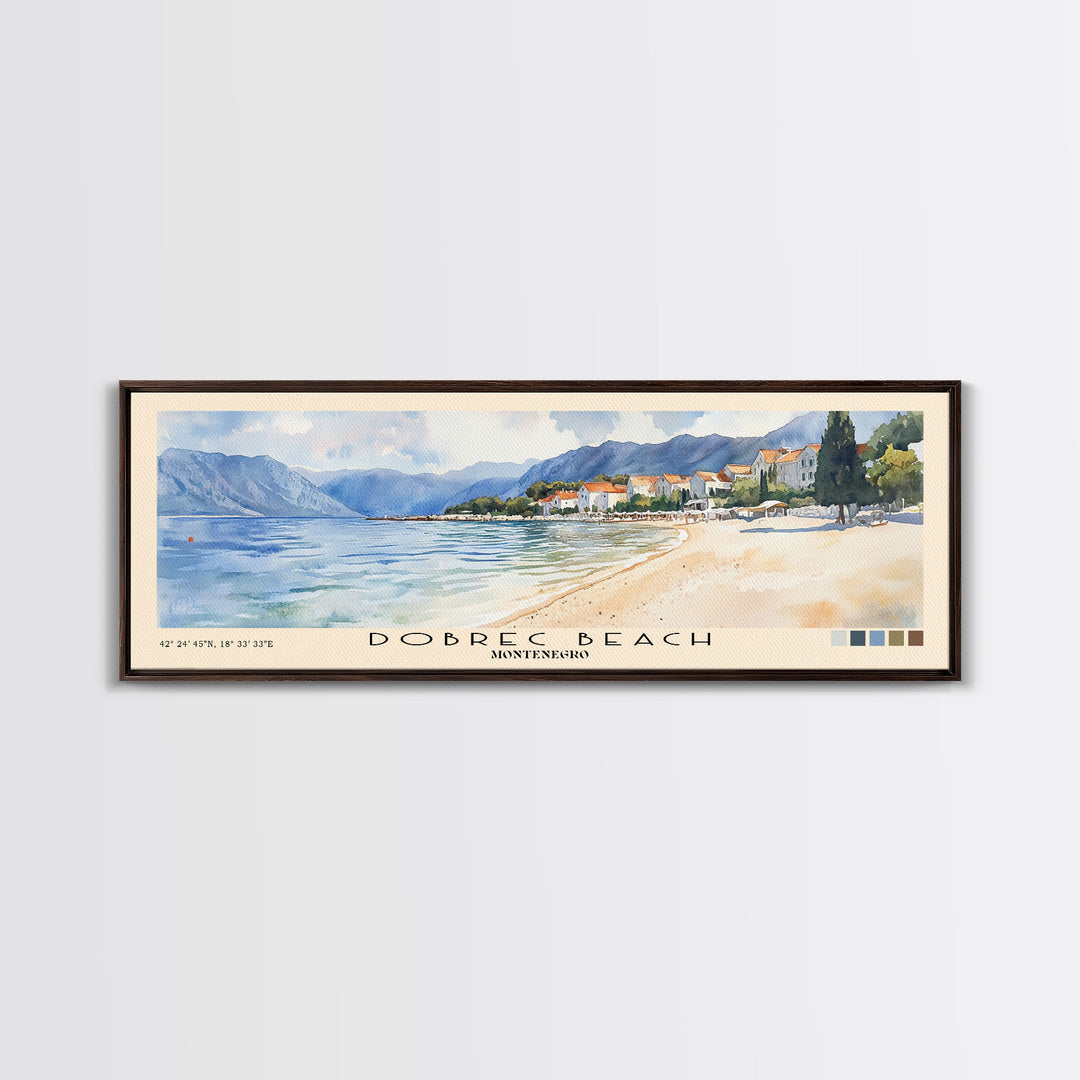 Dobrec Beach, Montenegro Watercolor Beach Print, Vacation Gift, Montenegro Wall Art, Beach Painting, Beach Decor, Beach Painting