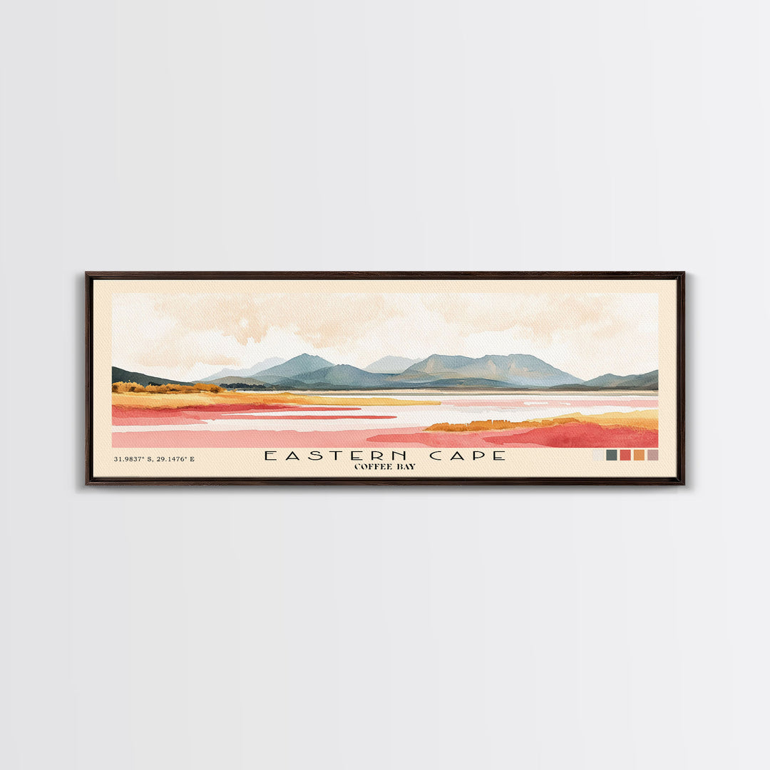 Eastern Cape, Coffee Bay Watercolor Print, Vacation Gift, Coffee Bay Wall Art, Beach Painting, Beach Decor, Large Wall Art, Wood Frame Art