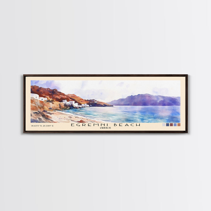 Egremni Beach, Greece Watercolor Print, Vacation Gift, Greece Wall Art, Vacation Wall Art, Vacatation Memories, Beach Decor, Beach Or Lakehouse Art