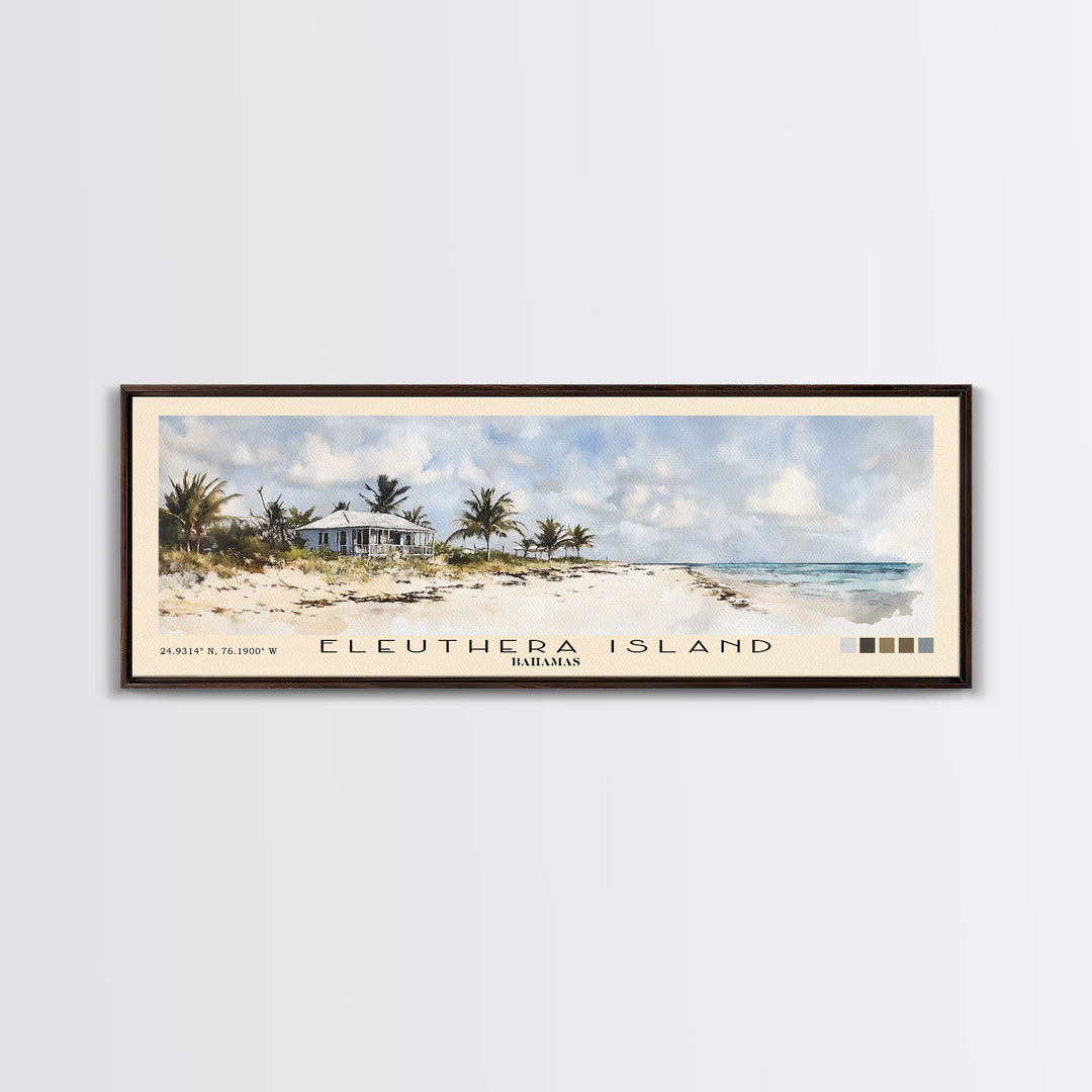 Eleuthera Island, Bahamas Watercolor Print, Vacation Gift, Bahamas Wall Art, Beach Painting, Beach Decor, Large Wall Art, Wood Frame Art