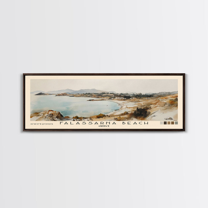 Falassarna Beach, Greece Watercolor Print, Vacation Gift, Greece Wall Art, Beach Painting, Beach Decor, Large Wall Art, Wood Frame Art