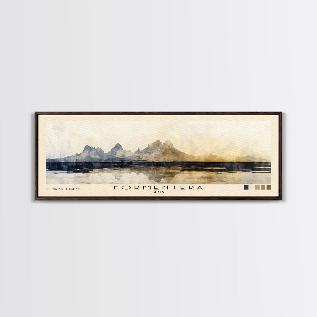 Formentera, Spain Watercolor Print, Vacation Gift, Spain Wall Art, Beach Painting, Beach Decor, Large Wall Art, Wood Frame Art