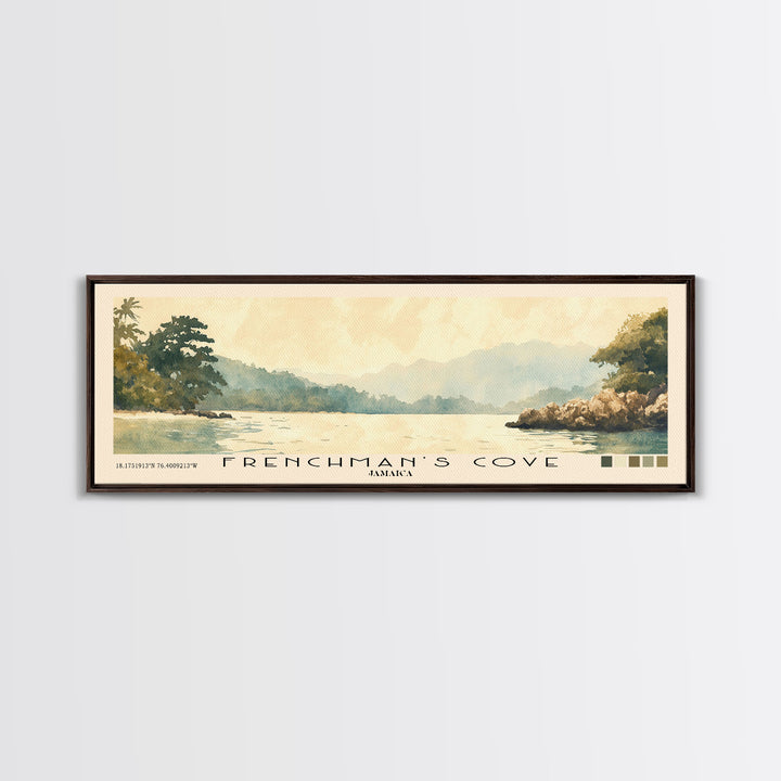 Frenchman’s Cove, Jamaica Watercolor Print, Vacation Gift, Jamaica Wall Art, Beach Painting, Beach Decor, Large Wall Art, Wood Frame Art