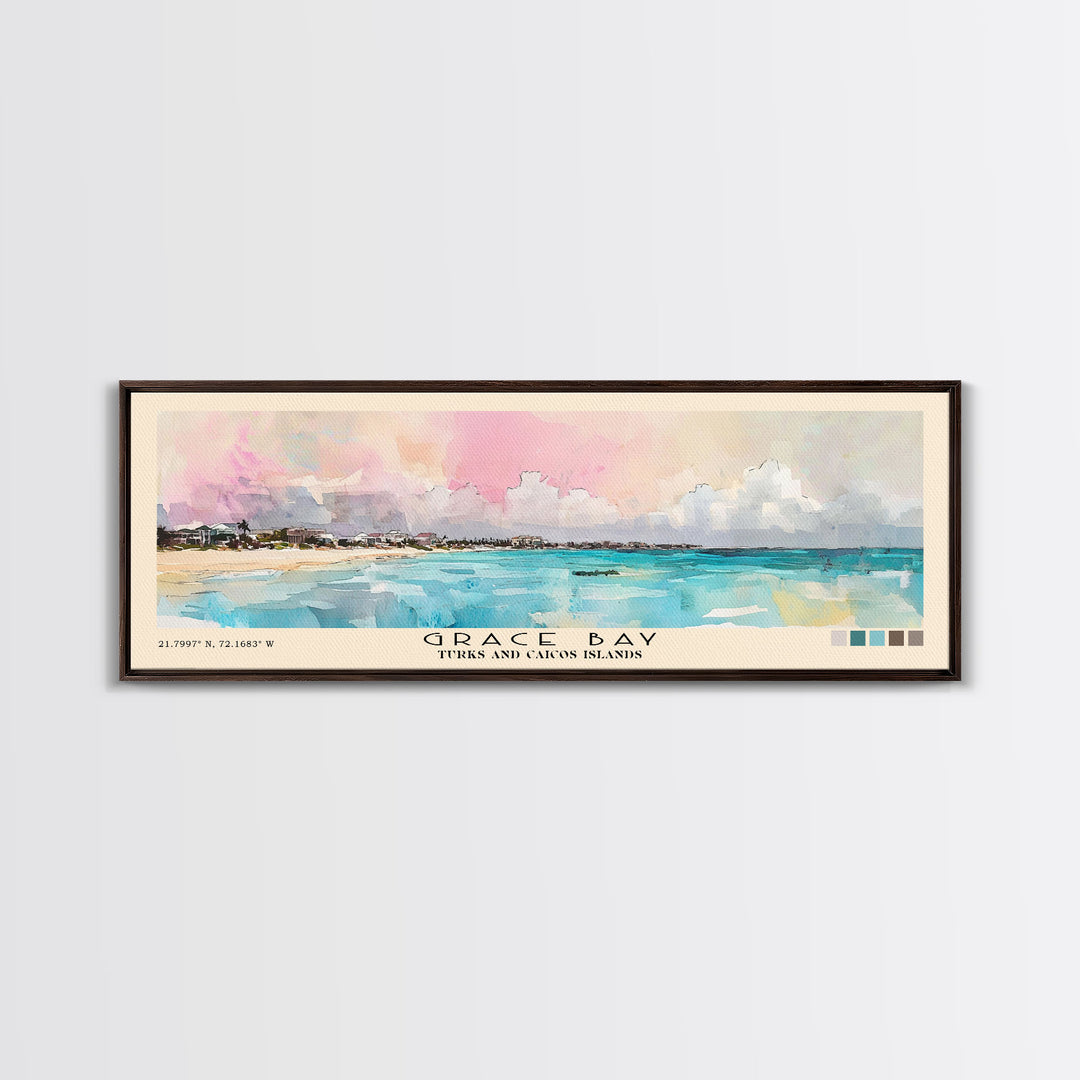 Grace Bay, Turks and Caicos Islands Watercolor Print, Vacation Gift, Turks and Caicos Islands Wall Art, Vacation Wall Art, Vacatation Memories, Beach Decor, Beach Or Lakehouse Art