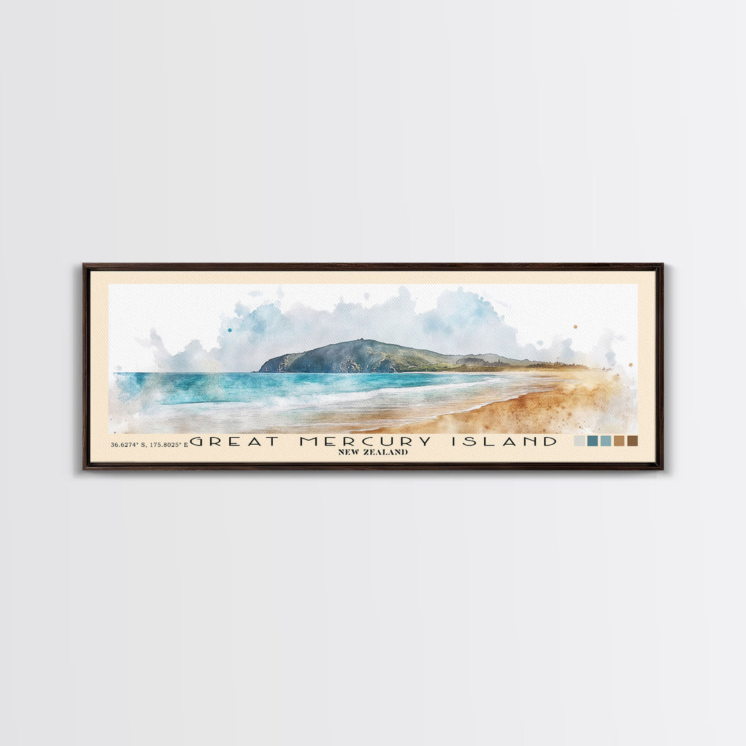 Great Mercury Island, New Zealand Watercolor Print, Vacation Gift, New Zealand Wall Art, Vacation Wall Art, Vacatation Memories, Beach Decor, Beach Or Lakehouse Art