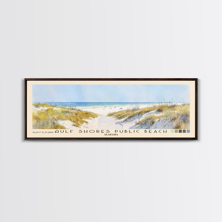 Gulf Shores Public Beach, Alabama Watercolor Print, Vacation Gift, Alabama Wall Art, Beach Painting, Beach Decor, Large Wall Art, Wood Frame Art