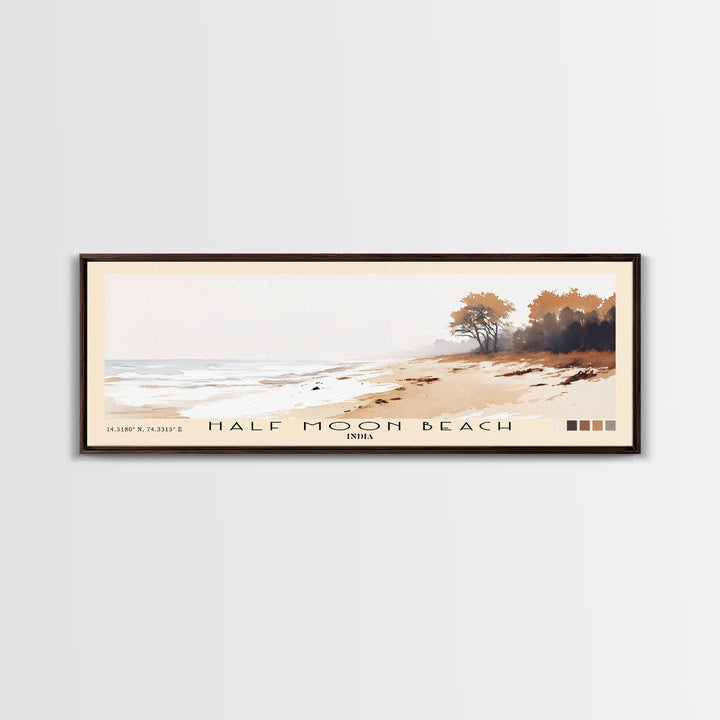 Half Moon Beach, India Watercolor Print, Vacation Gift, India Wall Art, Beach Painting, Beach Decor, Beach Or Lakehouse Art
