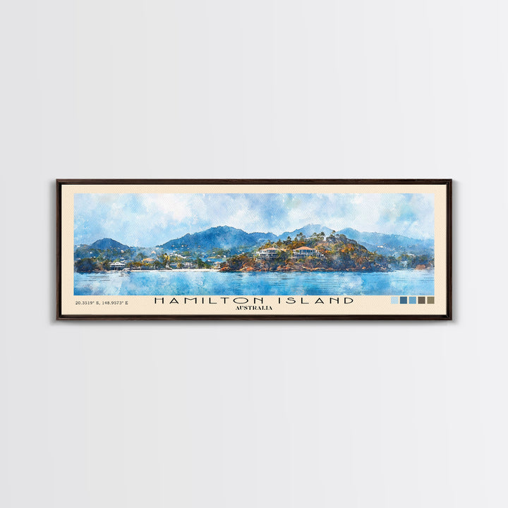 Hamilton Island, Australia Watercolor Print, Vacation Gift, Australia Wall Art, Beach Painting, Beach Decor, Large Wall Art, Wood Frame Art