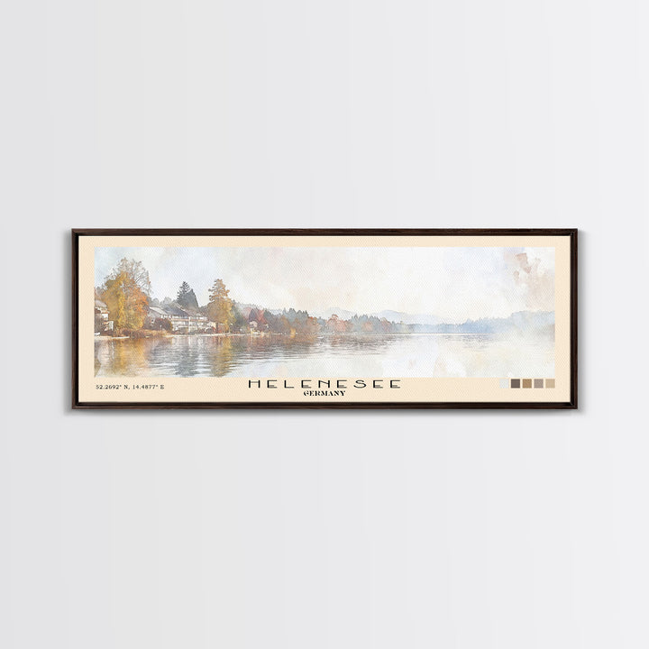 Helenesee, Germany Watercolor Beach Print, Vacation Gift, Germany Wall Art, Framed Canvas Print, Framed Beach Painting