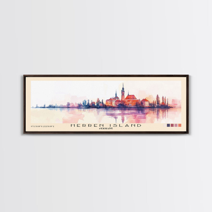 Herren Island, Germany Watercolor Print, Vacation Gift, Germany Wall Art, Beach Painting, Beach Decor, Large Wall Art, Wood Frame Art