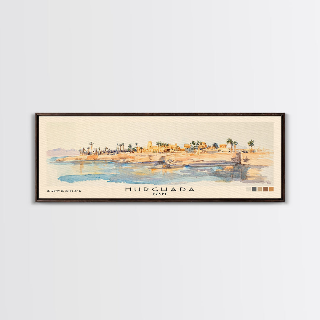 Hurghada, Egypt Watercolor Beach Print, Vacation Gift, Egypt Wall Art, Beach Painting, Beach Decor, Beach Painting