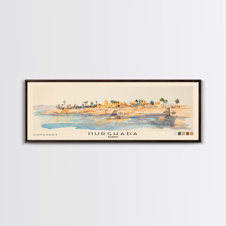 Hurghada, Egypt Watercolor Beach Print, Vacation Gift, Egypt Wall Art, Beach Painting, Beach Decor, Beach Painting