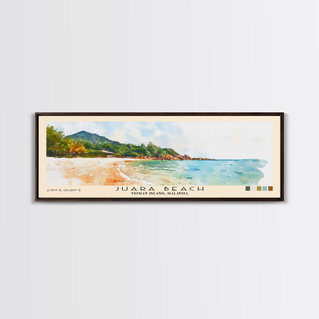 Juara Beach, Tioman Island, Malaysia Watercolor Print, Vacation Gift, Tioman Island, Malaysia Wall Art, Beach Painting, Beach Decor, Large Wall Art, Wood Frame Art