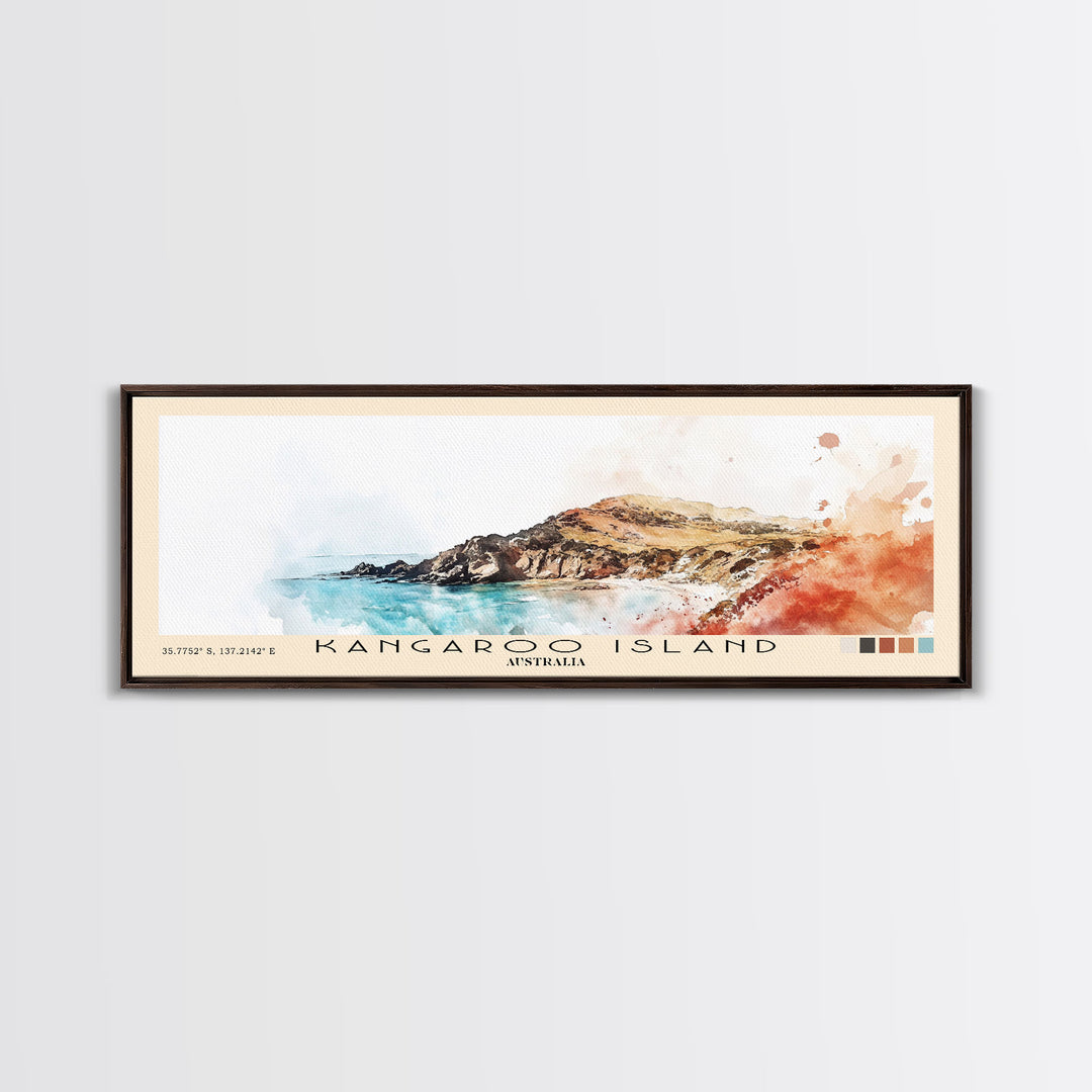 Kangaroo Island, Australia Watercolor Beach Print, Vacation Gift, Australia Wall Art, Framed Canvas Print, Framed Beach Painting