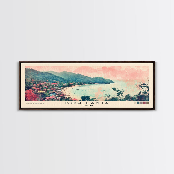 Koh Lanta, Thailand Watercolor Print, Vacation Gift, Thailand Wall Art, Beach Painting, Beach Decor, Large Wall Art, Wood Frame Art